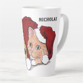 Niedliche Weihnachtsleder Welpe und Orange Tabby Milchtasse (Rechte Ecke)