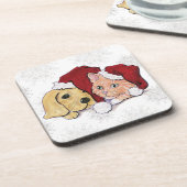 Niedliche Weihnachtsleder Welpe und Orange Tabby Untersetzer (Linke Seite)