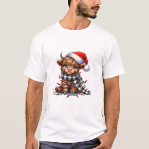 Niedliche Weihnachtslichter Höllenkuh Weihnachten T-Shirt
