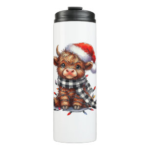 Niedliche Weihnachtslichter Höllenkuh Weihnachten Thermosbecher