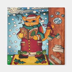 Niedliche Weihnachtslied Singer Chat Magnet