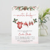 Niedliche Weihnachtslieder Clothesline Babydusche Einladung (Stehend Vorderseite)