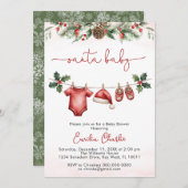 Niedliche Weihnachtslieder Clothesline Babydusche Einladung (Vorne/Hinten)