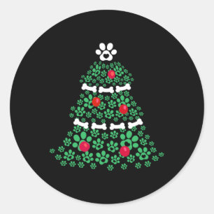 Niedliche Weihnachtslieder Hunde Paw Weihnachtsbau Runder Aufkleber