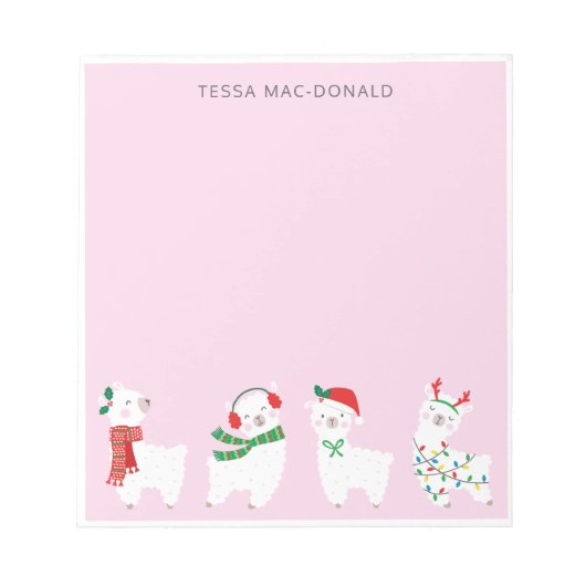 Niedliche Weihnachtslieder in hellrosa Notizblock (Vorderseite)