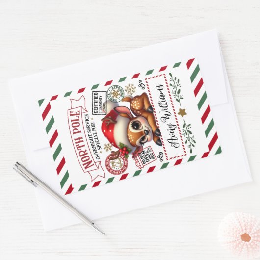 Niedliche Weihnachtslieferung von Sant Rechteckiger Aufkleber (Umschlag)