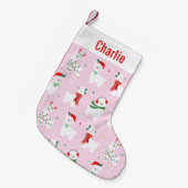 Niedliche Weihnachtsllamas auf hellrosa Kleiner Weihnachtsstrumpf (Vorderansicht (hängend))