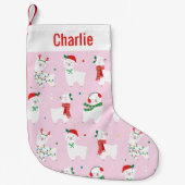 Niedliche Weihnachtsllamas auf hellrosa Kleiner Weihnachtsstrumpf (Vorderseite)