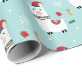 Niedliche Weihnachtsllamas Geschenkpapier (Rolleneckpunkt)