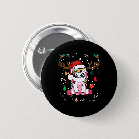 niedliche Weihnachtsmädchen Weihnachtsmänner Button (Vorne & Hinten)