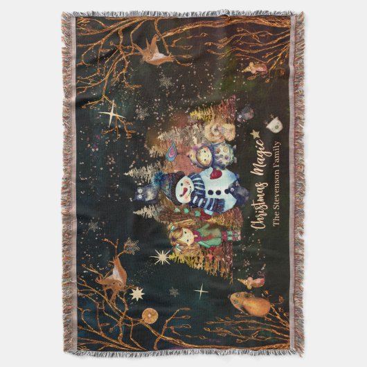 Niedliche Weihnachtsmagie Black Green Decke (Vorderseite Vertikal)