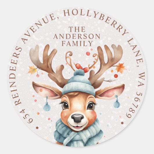 Niedliche Weihnachtsmann-Rücksendeadresse Runder Aufkleber (Vorderseite)