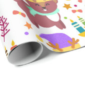 Niedliche Weihnachtsmänner Tiere Funny Cartoon Kin Geschenkpapier (Rolleneckpunkt)