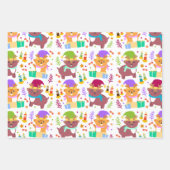 Niedliche Weihnachtsmänner Tiere Funny Cartoon Kin Geschenkpapier Set (Vorderseite)