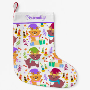 Niedliche Weihnachtsmänner Tiere Funny Cartoon Kin Kleiner Weihnachtsstrumpf