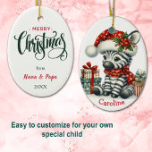 Niedliche Weihnachtsmannmütze Baby Zebra Weihnacht Keramik Ornament