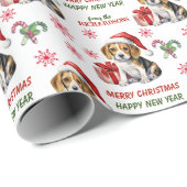 Niedliche Weihnachtsmannmütze Beagle Welpe Weihnac Geschenkpapier (Rolleneckpunkt)