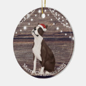 Niedliche Weihnachtsmannmütze Boston Terrier Weihn Keramik Ornament (Links)