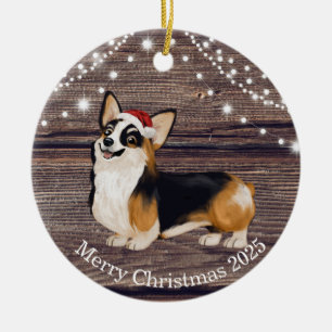 Niedliche Weihnachtsmannmütze Corgi Weihnachten Keramik Ornament