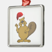Niedliche Weihnachtsmannmütze des Bibers Ornament Aus Metall (Links)