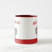 Niedliche Weihnachtsmannmütze-Elefant-Rot-Tasse Zweifarbige Tasse (Mittel)