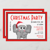 Niedliche Weihnachtsmannmütze Elephant - Einladung (Vorne/Hinten)