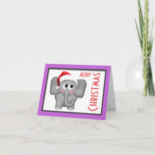 Niedliche Weihnachtsmannmütze Elephant "Merry Chri Feiertagskarte