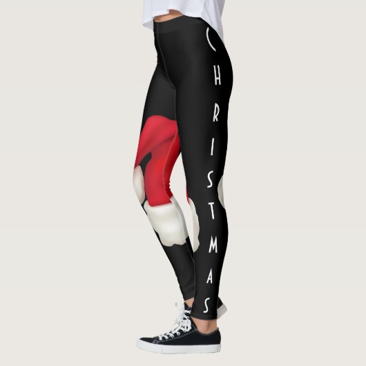 Niedliche Weihnachtsmannmütze Frohe Weihnachtstypo Leggings (Links)