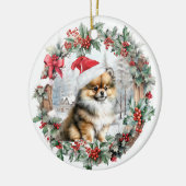 Niedliche Weihnachtsmannmütze für einen Hund zu We Keramik Ornament (Links)