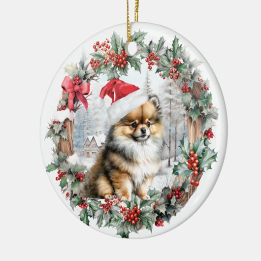 Niedliche Weihnachtsmannmütze für einen Hund zu We Keramik Ornament (Links)