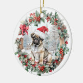 Niedliche Weihnachtsmannmütze für einen Hund zu We Keramik Ornament (Links)