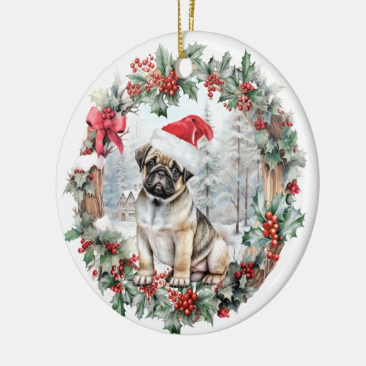 Niedliche Weihnachtsmannmütze für einen Hund zu We Keramik Ornament (Links)