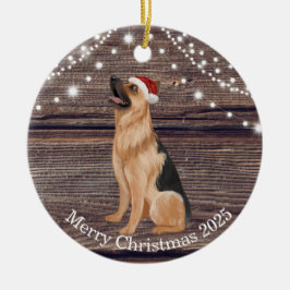 Niedliche Weihnachtsmannmütze German Shepherd Weih Keramik Ornament