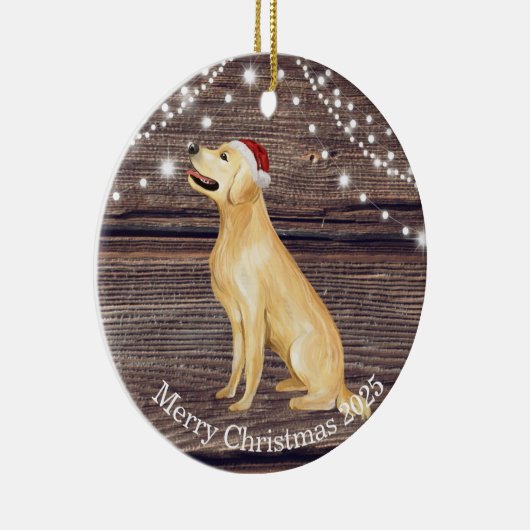 Niedliche Weihnachtsmannmütze Golden Retriever Keramik Ornament (Rechts)