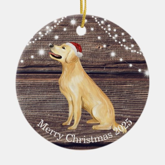 Niedliche Weihnachtsmannmütze Golden Retriever Keramik Ornament (Vorne)