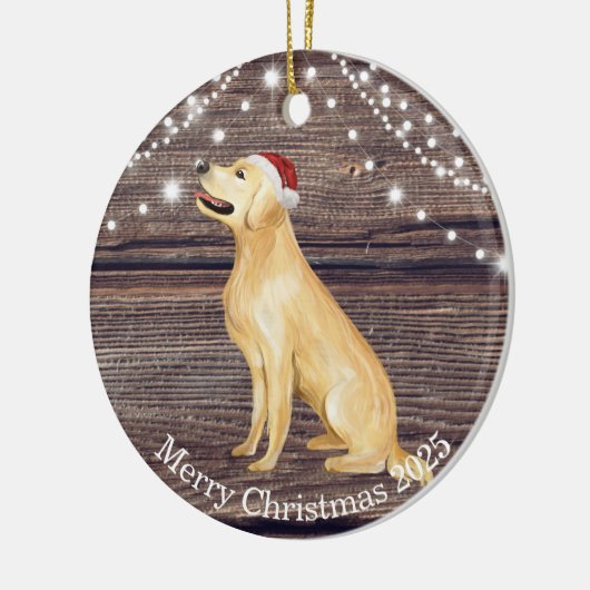 Niedliche Weihnachtsmannmütze Golden Retriever Keramik Ornament (Links)