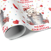 Niedliche Weihnachtsmannmütze Polar Bear Cube Kind Geschenkpapier (Rolleneckpunkt)