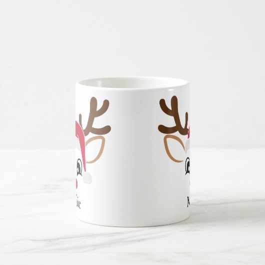 Niedliche Weihnachtsmannmütze Rentier Weihnachts-T Kaffeetasse (Mittel)