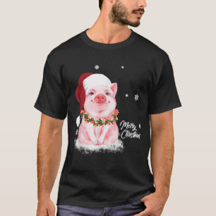 Niedliche Weihnachtsmannmütze Schweinefleisch Froh T-Shirt