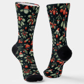 Niedliche Weihnachtsmannmütze Weihnachts Mistletoz Socken (Gewinkelt)