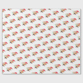 Niedliche Weihnachtsmannmütze Weihnachtsfoxwackelp Geschenkpapier (Flach)