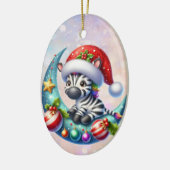 Niedliche Weihnachtsmannmütze Zebra Moon und Sleig Keramik Ornament (Links)