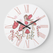 Niedliche Weihnachtsmärsche und Pilze Große Wanduhr (Vorderseite)