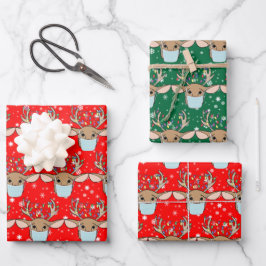 Niedliche Weihnachtsmaske Geschenkpapier Set