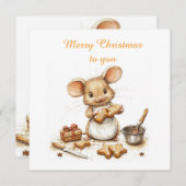 Niedliche Weihnachtsmaus Einladung (Vorne/Hinten)