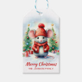 Niedliche Weihnachtsmaus Geschenkanhänger (Vorderseite)