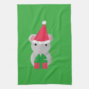 Niedliche Weihnachtsmaus Geschirrtuch