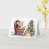 Niedliche Weihnachtsmaus im Roten Stuhl Karte (Gelbe Blume)