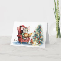 Niedliche Weihnachtsmaus im Roten Stuhl