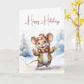 Niedliche Weihnachtsmaus in Schneeflocken Karte (Gelbe Blume)